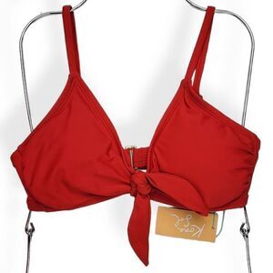 Kona Sol Red Front Tie Bikini Top Small 4-6